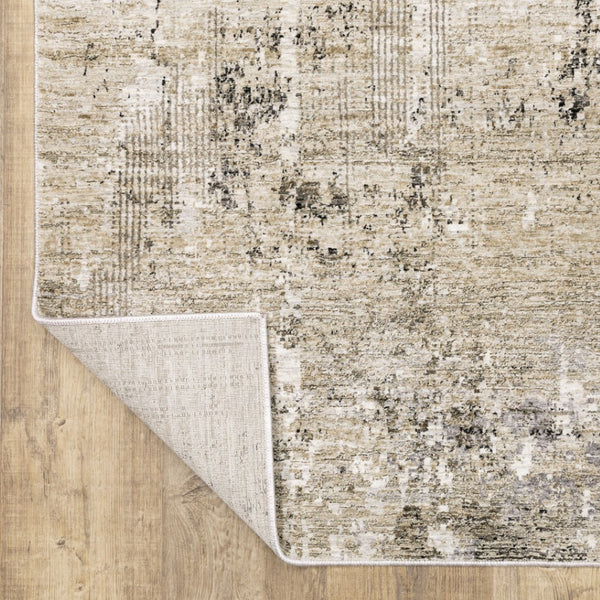 HomeRoots 2' Abstract Power Loom Runner Rug in Neutral Tones – Stain Resistant, Ideal for High-Traffic Areas 2'3" x 7'6" 509565