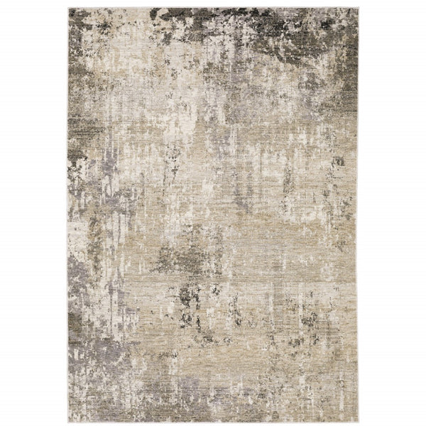 HomeRoots 2' Abstract Power Loom Runner Rug in Neutral Tones – Stain Resistant, Ideal for High-Traffic Areas 3' x 5' 509566