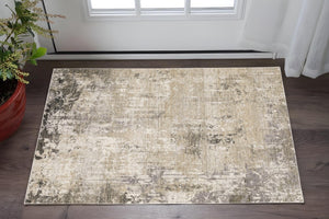 HomeRoots 2' Abstract Power Loom Runner Rug in Neutral Tones – Stain Resistant, Ideal for High-Traffic Areas 3' x 5' 509566