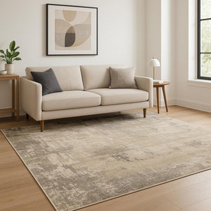 HomeRoots 2' Abstract Power Loom Runner Rug in Neutral Tones – Stain Resistant, Ideal for High-Traffic Areas 5' X 8' 509567