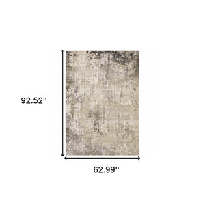 HomeRoots 2' Abstract Power Loom Runner Rug in Neutral Tones – Stain Resistant, Ideal for High-Traffic Areas 5' X 8' 509567