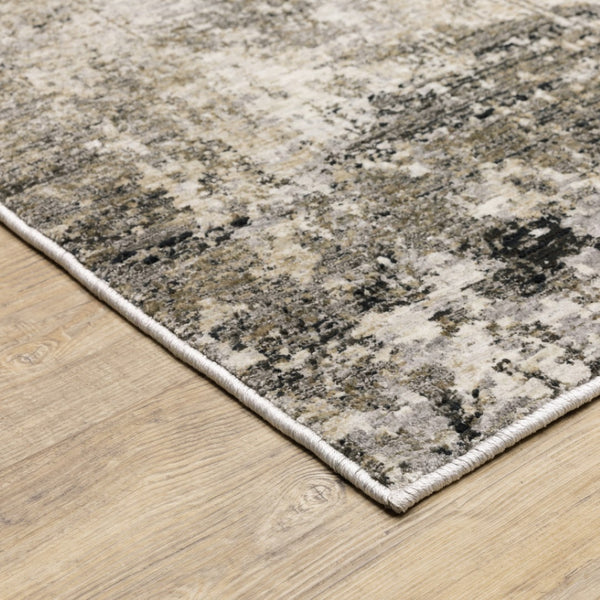 HomeRoots 2' Abstract Power Loom Runner Rug in Neutral Tones – Stain Resistant, Ideal for High-Traffic Areas 5' X 8' 509567