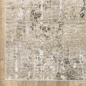 HomeRoots 2' Abstract Power Loom Runner Rug in Neutral Tones – Stain Resistant, Ideal for High-Traffic Areas 5' X 8' 509567