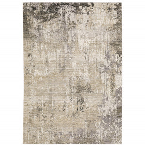 HomeRoots 2' Abstract Power Loom Runner Rug in Neutral Tones – Stain Resistant, Ideal for High-Traffic Areas 7' X 10' 509568