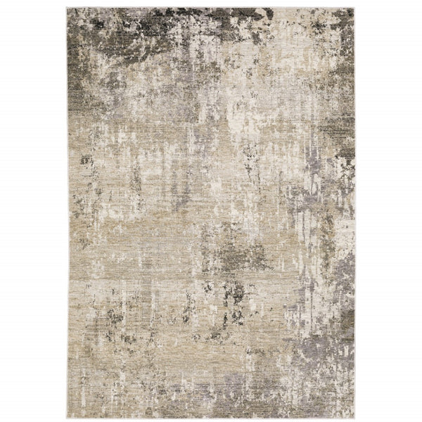 HomeRoots 2' Abstract Power Loom Runner Rug in Neutral Tones – Stain Resistant, Ideal for High-Traffic Areas 7' X 10' 509568