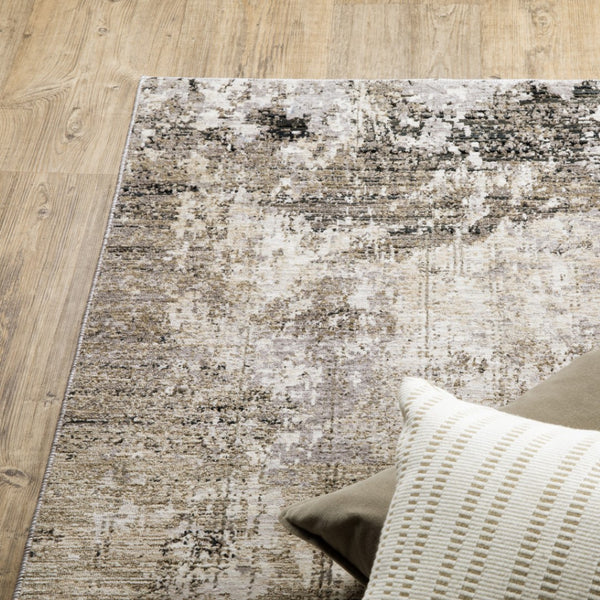HomeRoots 2' Abstract Power Loom Runner Rug in Neutral Tones – Stain Resistant, Ideal for High-Traffic Areas 7' X 10' 509568