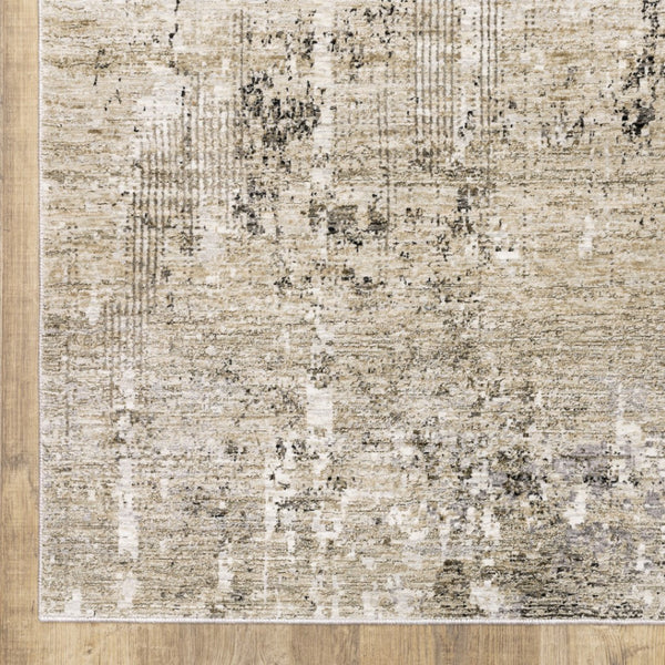HomeRoots 2' Abstract Power Loom Runner Rug in Neutral Tones – Stain Resistant, Ideal for High-Traffic Areas 8' X 11' 509569