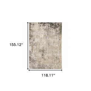 HomeRoots 2' Abstract Power Loom Runner Rug in Neutral Tones – Stain Resistant, Ideal for High-Traffic Areas 10' X 13' 509570