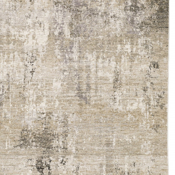 HomeRoots 2' Abstract Power Loom Runner Rug in Neutral Tones – Stain Resistant, Ideal for High-Traffic Areas 10' X 13' 509570
