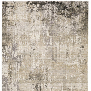 HomeRoots 2' Abstract Power Loom Runner Rug in Neutral Tones – Stain Resistant, Ideal for High-Traffic Areas 10' X 13' 509570