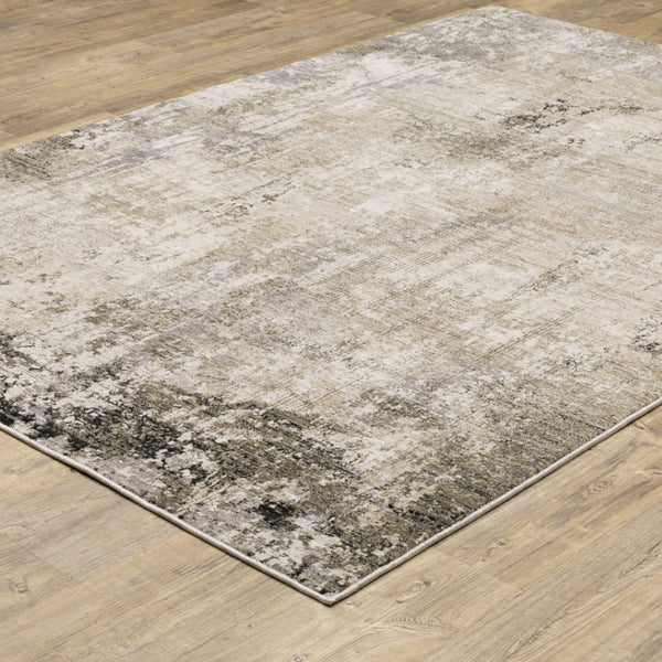 HomeRoots 2' Abstract Power Loom Runner Rug in Neutral Tones – Stain Resistant, Ideal for High-Traffic Areas 10' X 13' 509570