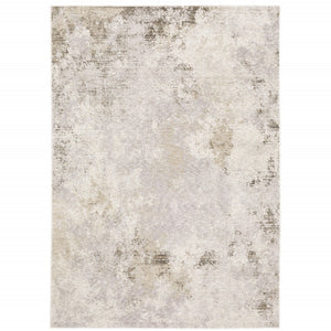 HomeRoots 2' Abstract Runner Rug in Beige, Ivory, Tan, Grey, and Brown - Stain Resistant for High-Traffic Areas 7' X 10' 509574