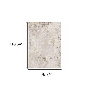 HomeRoots 2' Abstract Runner Rug in Beige, Ivory, Tan, Grey, and Brown - Stain Resistant for High-Traffic Areas 7' X 10' 509574