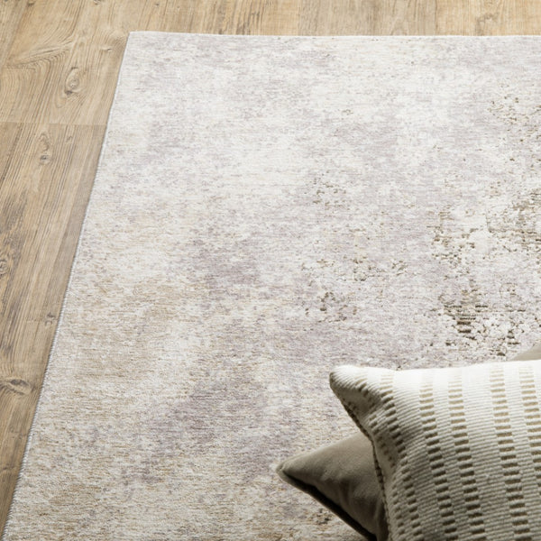 HomeRoots 2' Abstract Runner Rug in Beige, Ivory, Tan, Grey, and Brown - Stain Resistant for High-Traffic Areas 7' X 10' 509574