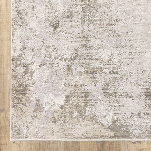 HomeRoots 2' Abstract Runner Rug in Beige, Ivory, Tan, Grey, and Brown - Stain Resistant for High-Traffic Areas 7' X 10' 509574