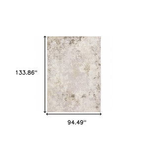 HomeRoots 2' Abstract Runner Rug in Beige, Ivory, Tan, Grey, and Brown - Stain Resistant for High-Traffic Areas 8' X 11' 509575