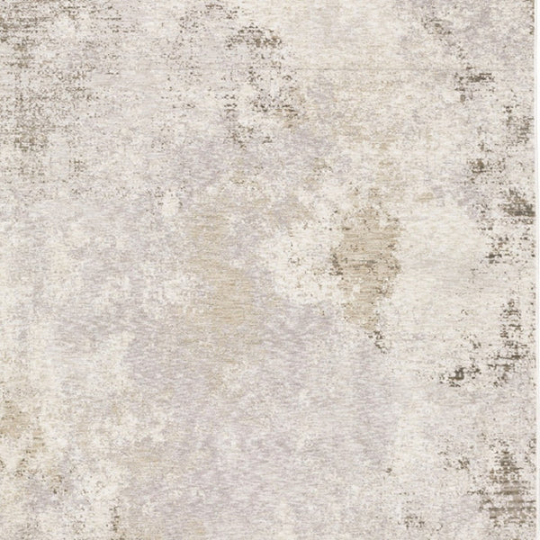 HomeRoots 2' Abstract Runner Rug in Beige, Ivory, Tan, Grey, and Brown - Stain Resistant for High-Traffic Areas 8' X 11' 509575