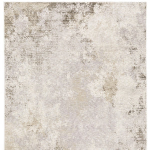 HomeRoots 2' Abstract Runner Rug in Beige, Ivory, Tan, Grey, and Brown - Stain Resistant for High-Traffic Areas 8' X 11' 509575