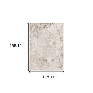 HomeRoots 2' Abstract Runner Rug in Beige, Ivory, Tan, Grey, and Brown - Stain Resistant for High-Traffic Areas 10' X 13' 509576