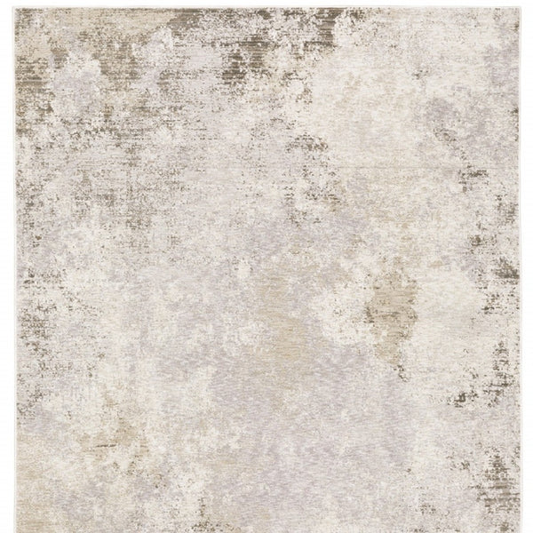 HomeRoots 2' Abstract Runner Rug in Beige, Ivory, Tan, Grey, and Brown - Stain Resistant for High-Traffic Areas 10' X 13' 509576