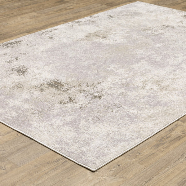 HomeRoots 2' Abstract Runner Rug in Beige, Ivory, Tan, Grey, and Brown - Stain Resistant for High-Traffic Areas 10' X 13' 509576