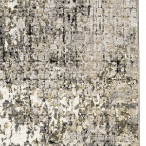 HomeRoots 2' Abstract Power Loom Runner Rug in Grey, Ivory, Beige & Charcoal - Stain Resistant, Modern Design 2'3" x 7'6" 509577