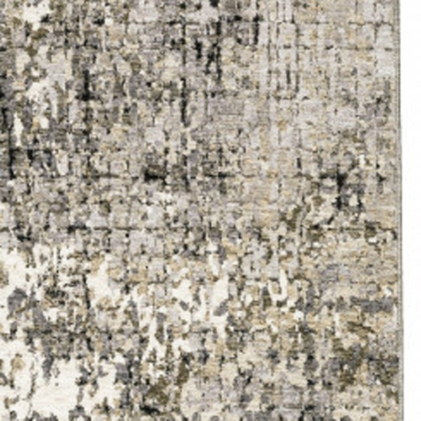 HomeRoots 2' Abstract Power Loom Runner Rug in Grey, Ivory, Beige & Charcoal - Stain Resistant, Modern Design 2'3" x 7'6" 509577
