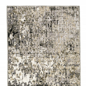 HomeRoots 2' Abstract Power Loom Runner Rug in Grey, Ivory, Beige & Charcoal - Stain Resistant, Modern Design 2'3" x 7'6" 509577