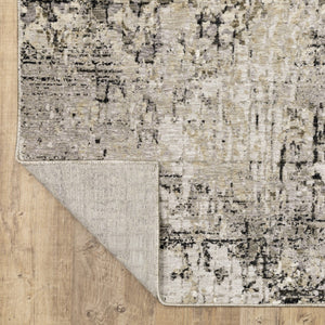HomeRoots 2' Abstract Power Loom Runner Rug in Grey, Ivory, Beige & Charcoal - Stain Resistant, Modern Design 2'3" x 7'6" 509577