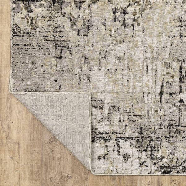 HomeRoots 2' Abstract Power Loom Runner Rug in Grey, Ivory, Beige & Charcoal - Stain Resistant, Modern Design 2'3" x 7'6" 509577