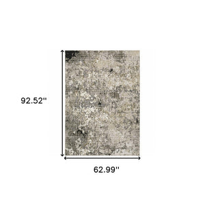 HomeRoots 2' Abstract Power Loom Runner Rug in Grey, Ivory, Beige & Charcoal - Stain Resistant, Modern Design 5' X 8' 509579