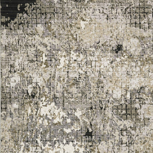 HomeRoots 2' Abstract Power Loom Runner Rug in Grey, Ivory, Beige & Charcoal - Stain Resistant, Modern Design 5' X 8' 509579