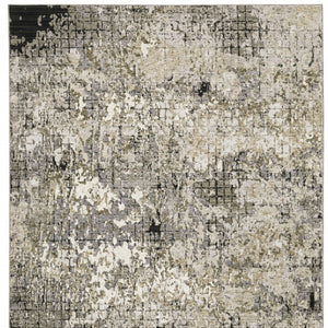 HomeRoots 2' Abstract Power Loom Runner Rug in Grey, Ivory, Beige & Charcoal - Stain Resistant, Modern Design 5' X 8' 509579