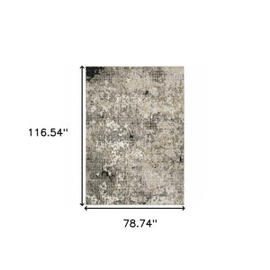 HomeRoots 2' Abstract Power Loom Runner Rug in Grey, Ivory, Beige & Charcoal - Stain Resistant, Modern Design 7' X 10' 509580