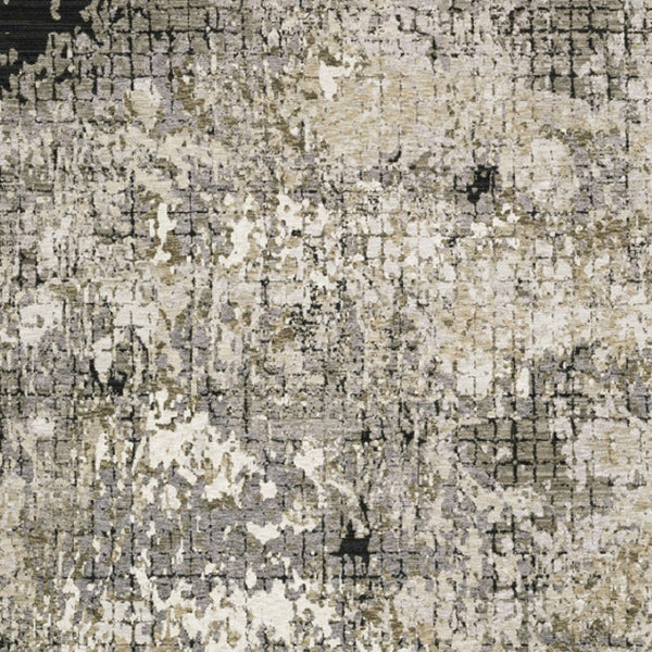 HomeRoots 2' Abstract Power Loom Runner Rug in Grey, Ivory, Beige & Charcoal - Stain Resistant, Modern Design 8' X 11' 509581