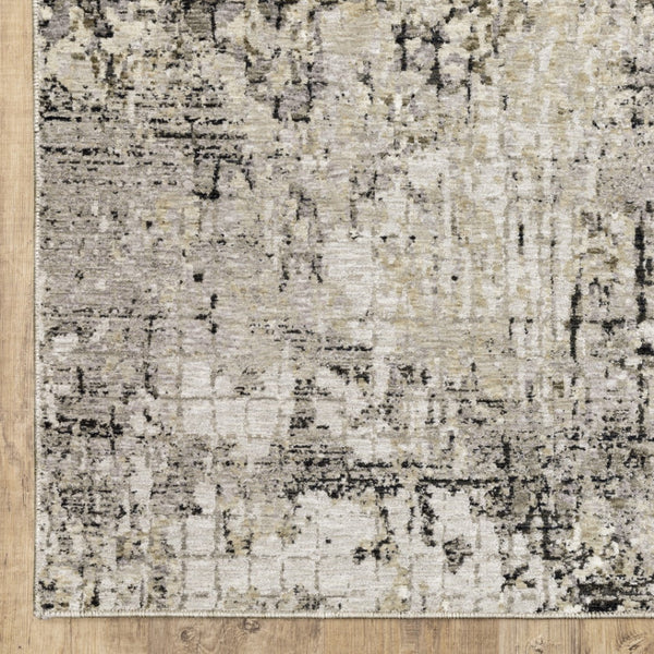 HomeRoots 2' Abstract Power Loom Runner Rug in Grey, Ivory, Beige & Charcoal - Stain Resistant, Modern Design 8' X 11' 509581