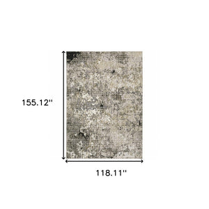 HomeRoots 2' Abstract Power Loom Runner Rug in Grey, Ivory, Beige & Charcoal - Stain Resistant, Modern Design 10' X 13' 509582