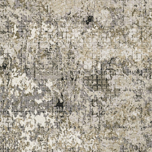 HomeRoots 2' Abstract Power Loom Runner Rug in Grey, Ivory, Beige & Charcoal - Stain Resistant, Modern Design 10' X 13' 509582