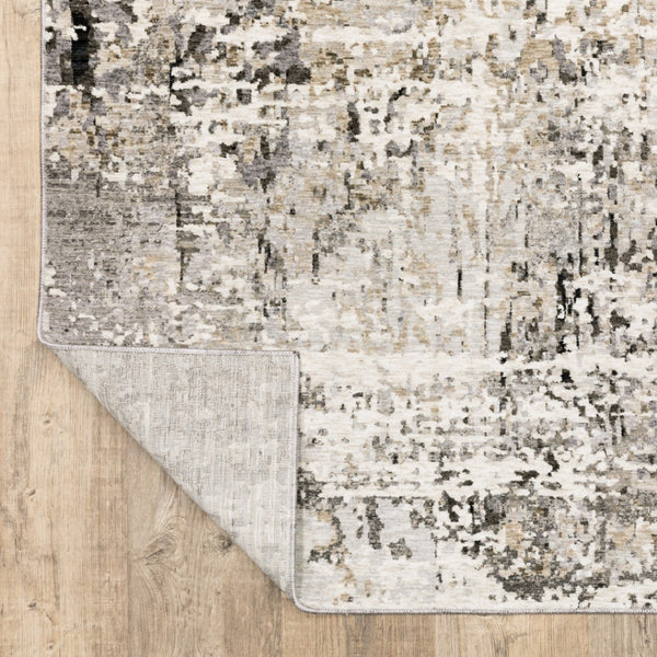 HomeRoots 2' Abstract Power Loom Runner Rug in Grey, Ivory, Beige—Stain Resistant for Modern Hallways & Entryways 2'3" x 7'6" 509583