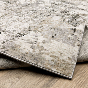 HomeRoots 2' Abstract Power Loom Runner Rug in Grey, Ivory, Beige—Stain Resistant for Modern Hallways & Entryways 2'3" x 7'6" 509583