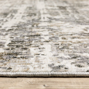 HomeRoots 2' Abstract Power Loom Runner Rug in Grey, Ivory, Beige—Stain Resistant for Modern Hallways & Entryways 3' x 5' 509584