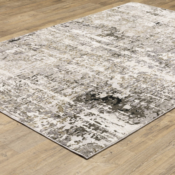 HomeRoots 2' Abstract Power Loom Runner Rug in Grey, Ivory, Beige—Stain Resistant for Modern Hallways & Entryways 3' x 5' 509584