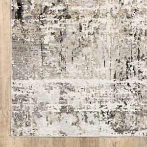 HomeRoots 2' Abstract Power Loom Runner Rug in Grey, Ivory, Beige—Stain Resistant for Modern Hallways & Entryways 5' X 8' 509585
