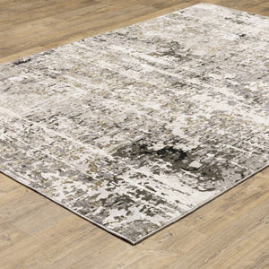 HomeRoots 2' Abstract Power Loom Runner Rug in Grey, Ivory, Beige—Stain Resistant for Modern Hallways & Entryways 7' X 10' 509586