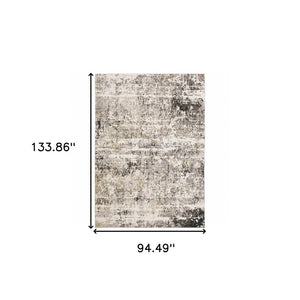 HomeRoots 2' Abstract Power Loom Runner Rug in Grey, Ivory, Beige—Stain Resistant for Modern Hallways & Entryways 8' X 11' 509587