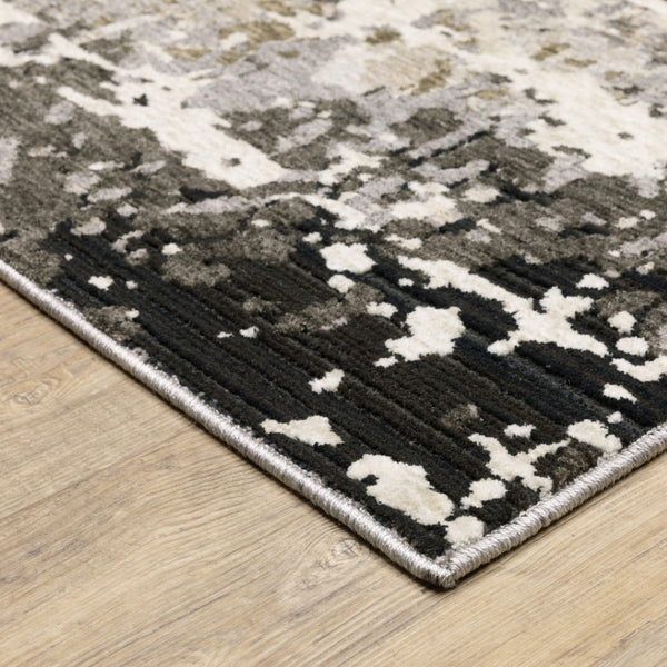 HomeRoots 2' Abstract Power Loom Runner Rug in Grey, Ivory, Beige—Stain Resistant for Modern Hallways & Entryways 8' X 11' 509587