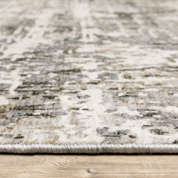 HomeRoots 2' Abstract Power Loom Runner Rug in Grey, Ivory, Beige—Stain Resistant for Modern Hallways & Entryways 8' X 11' 509587