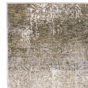 HomeRoots 2' Abstract Power Loom Runner Rug in Ivory, Grey, Tan, Brown & Beige - Stain Resistant & Stylish 2'3" x 7'6" 509589