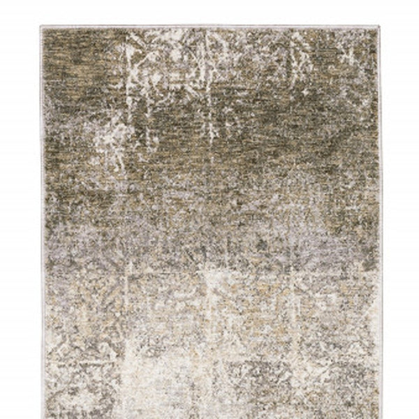 HomeRoots 2' Abstract Power Loom Runner Rug in Ivory, Grey, Tan, Brown & Beige - Stain Resistant & Stylish 2'3" x 7'6" 509589
