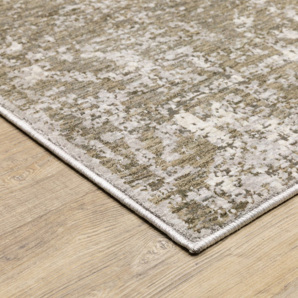 HomeRoots 2' Abstract Power Loom Runner Rug in Ivory, Grey, Tan, Brown & Beige - Stain Resistant & Stylish 3' x 5' 509590
